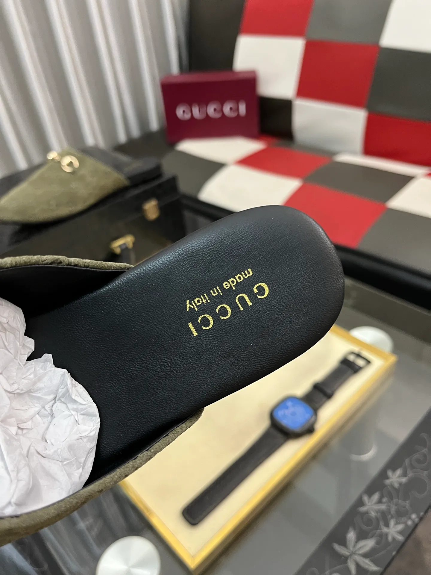 Men's shoes 💰480⌚️⌚️[Gucci] 2024 new season half-slip men's shoes, made of Italian imported first-layer frosted cowhide➕sheepskin lining, original hardware buckle, original combination wear-resistant outsole, real shot 🎬 Very comfortable on the feet, size 36-44